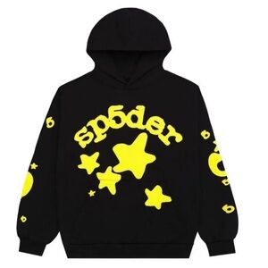 Sp5der Beluga Hoodie Onyx/Yellow Size S-XL – Authentic Streetwear